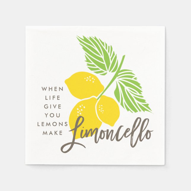 Limoncello cocktail napkin, when life gives you napkins (Front)