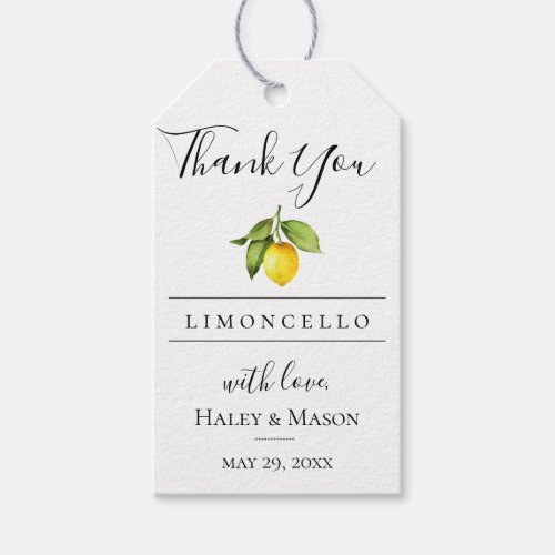 Limoncello Favor Thank You Gift Tag