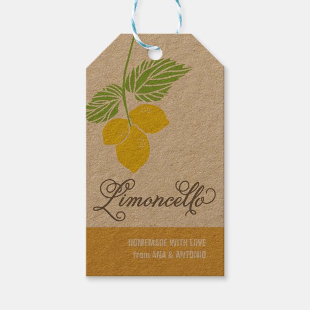 Limoncello Gift Tag, Favor Tag, Hanging Tag