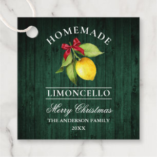 Limoncello Green Wood Print Merry Christmas Tag