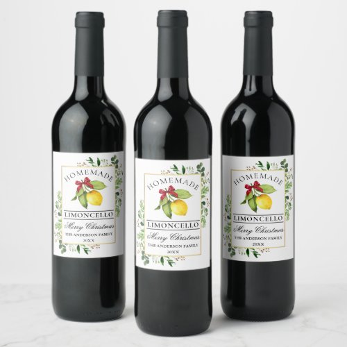 Limoncello Greenery Christmas Bottle Labels