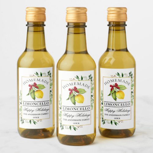 Limoncello Greenery Holiday Mini Bottle Labels