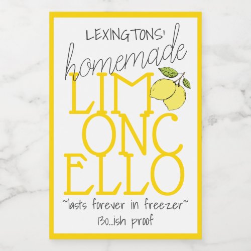 Limoncello Homemade Bottle Label 