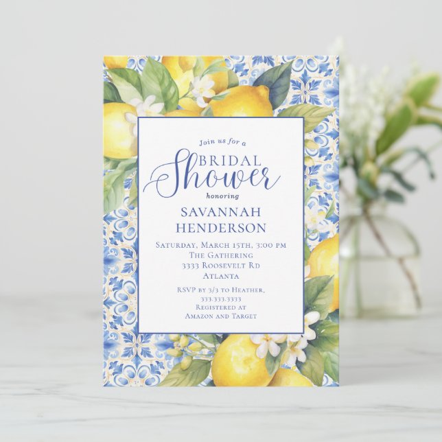 Limoncello Italian Bridal Shower Invite (Standing Front)