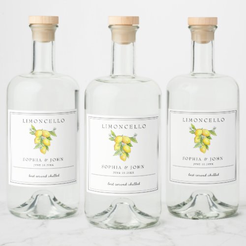 Limoncello Italian style Lemon  Liquor Bottle Label