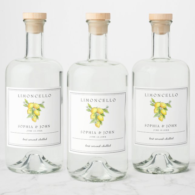 Limoncello Italian style Lemon  Liquor Bottle Label (Bottles)