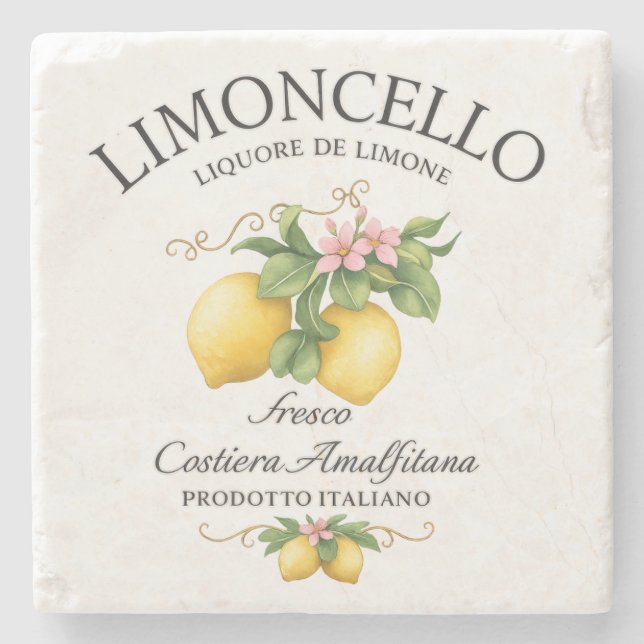 Limoncello Italy Amalfi Coast Stone Coaster (Front)