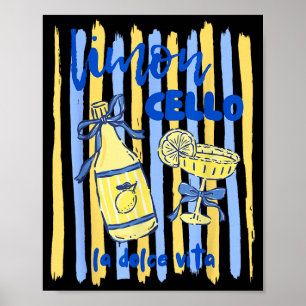 Limoncello la dolce vita amalfi coast lemon poster