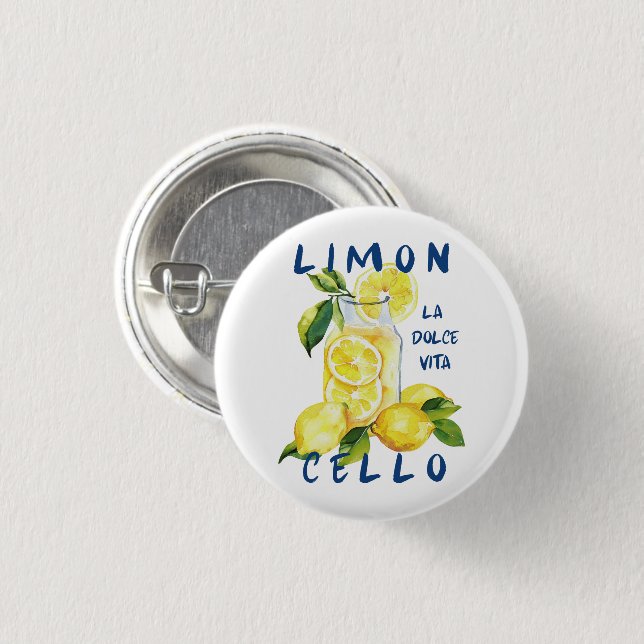 Limoncello La Dolce Vita Souvenir Italy Lover Button (Front & Back)