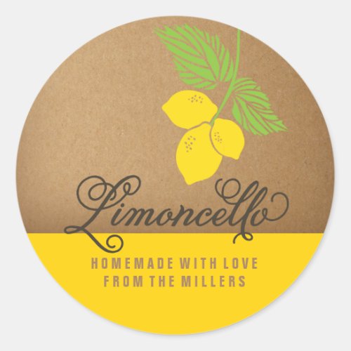 Limoncello Label 3 inch round lemon sticker