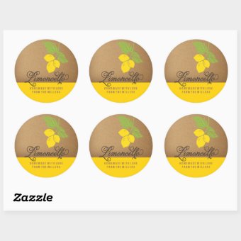 Limoncello Label, 3 inch round lemon sticker | Zazzle