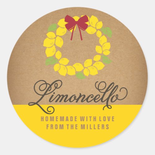 Limoncello Label 3 inch round lemon sticker