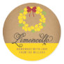 Limoncello Label, 3 inch round lemon sticker
