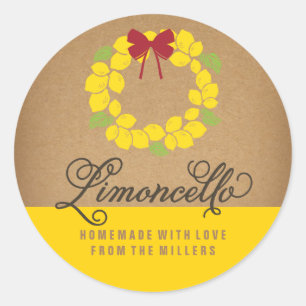Limoncello Label, 3 inch round lemon sticker