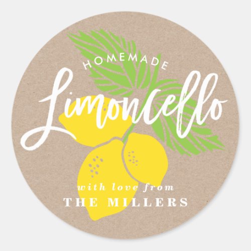 Limoncello Label lemon illustration Classic Round Sticker