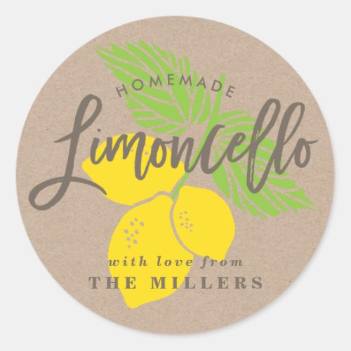 Limoncello Label lemon illustration Classic Round Sticker