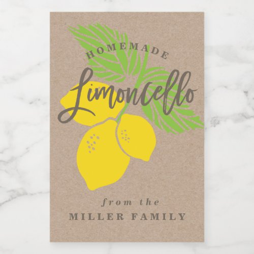 Limoncello Label Small bottle mini bottle Food Label