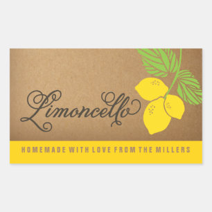 Limoncello Label, small rectangle lemon sticker