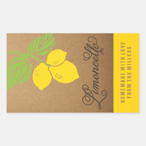 Limoncello Label small rectangle lemon sticker