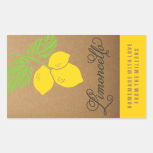Limoncello Label, small rectangle lemon sticker