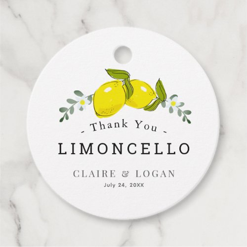 Limoncello Lemon Floral Wedding Favor Tags