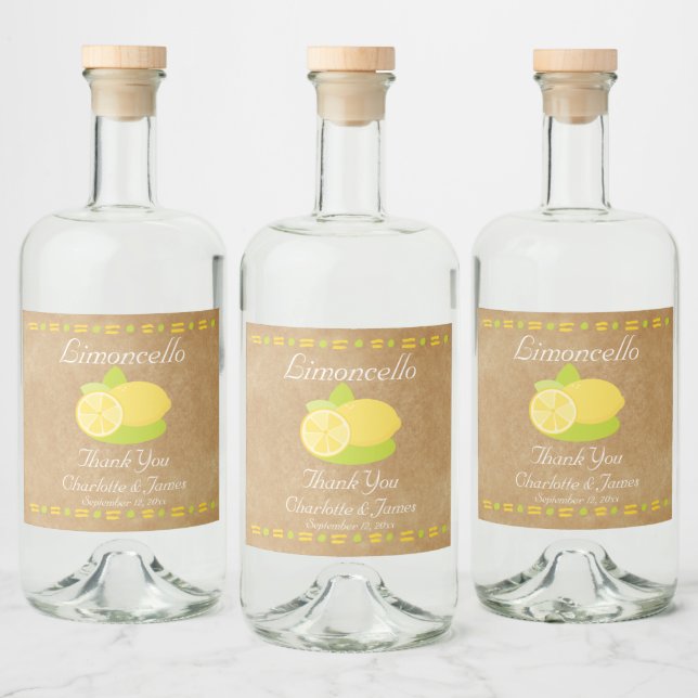 Limoncello Lemon Fruit Personalized Thank You Liquor Bottle Label (Bottles)