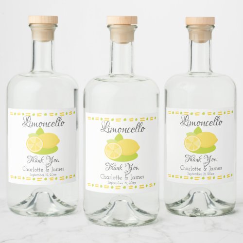 Limoncello Lemon Fruit Personalized Thank You Liquor Bottle Label