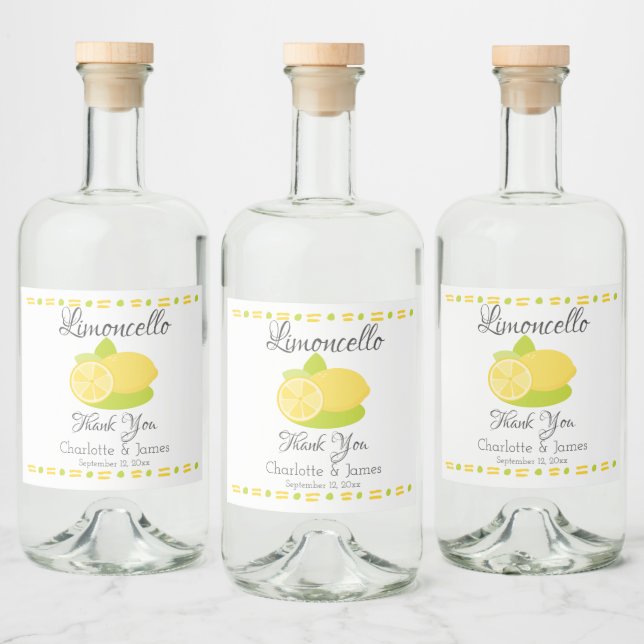 Limoncello Lemon Fruit Personalized Thank You Liquor Bottle Label (Bottles)