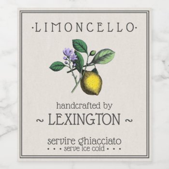 Limoncello Lemon Illustration Tall Bottle Label | by hungaricanprincess at Zazzle