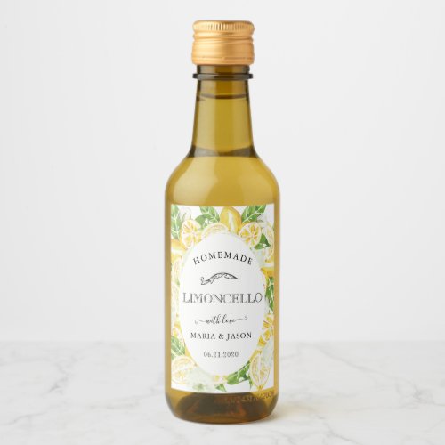 limoncello lemon tree favor mini bottle label