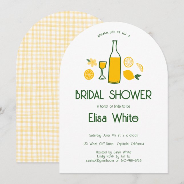 Limoncello Lemonade CUSTOM Arch Bridal Shower  Invitation (Front/Back)