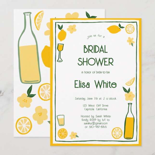 Limoncello Lemonade CUSTOM Bridal Shower  Invitation (Front/Back)