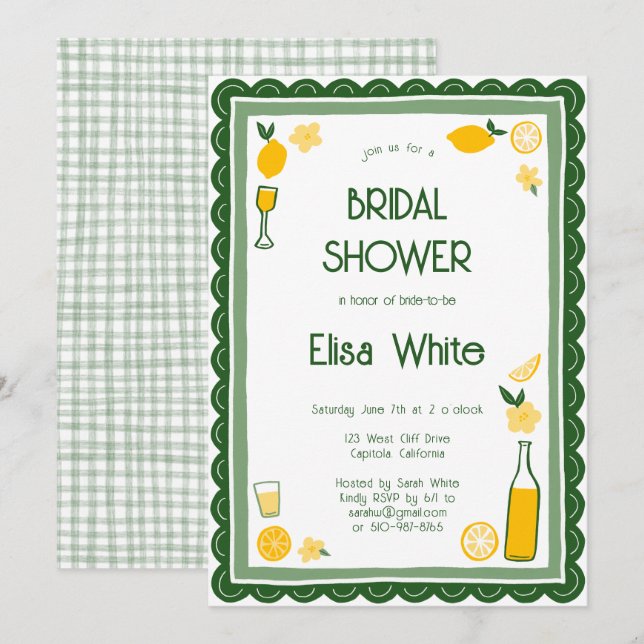 Limoncello Lemonade CUSTOM Bridal Shower  Invitation (Front/Back)