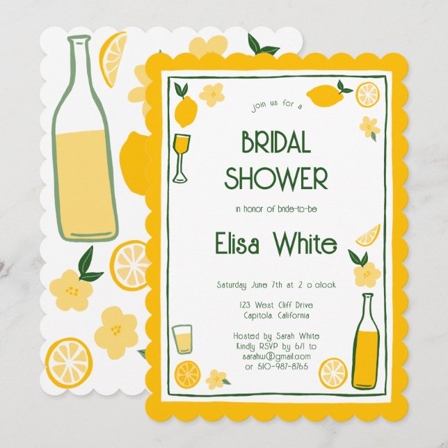 Limoncello Lemonade CUSTOM Bridal Shower  Invitation (Front/Back)