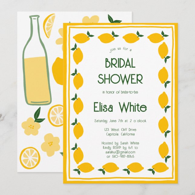 Limoncello Lemonade CUSTOM Bridal Shower  Invitation (Front/Back)