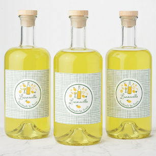 Limoncello Lemonade Lemon Gingham Handmade CUSTOM  Liquor Bottle Label