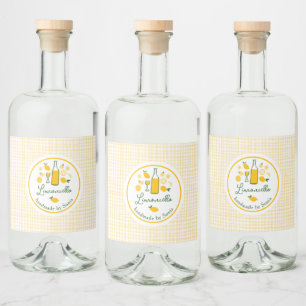 Limoncello Lemonade Lemon Gingham Handmade CUSTOM Liquor Bottle Label