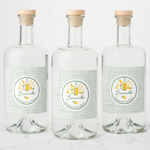 Limoncello Lemonade Lemon Gingham Handmade CUSTOM Liquor Bottle Label