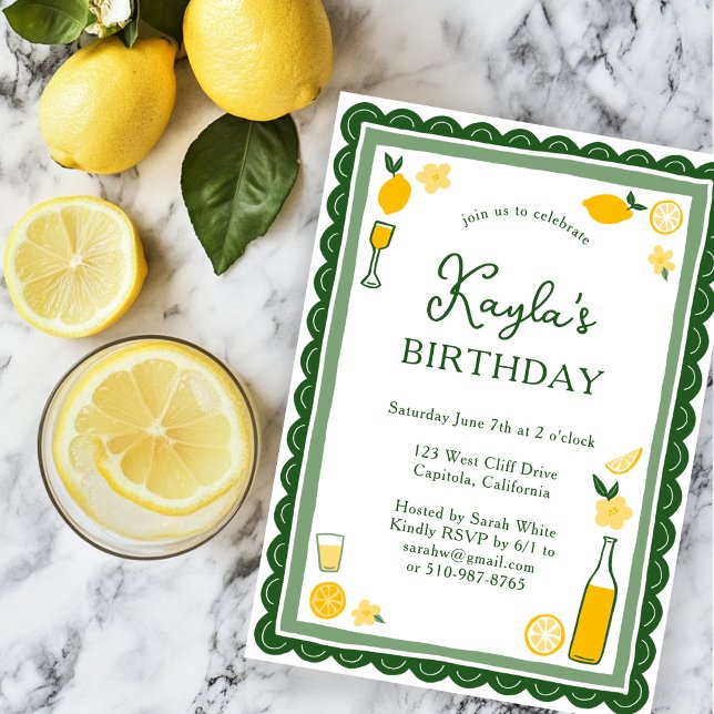 Limoncello Lemonade Lemons CUSTOM BIRTHDAY PARTY  Invitation (Limoncello Lemonade Lemons CUSTOM BIRTHDAY PARTY Invitation
)