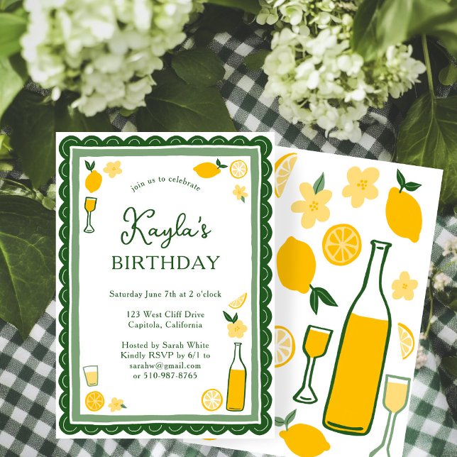 Limoncello Lemonade Lemons CUSTOM BIRTHDAY PARTY  Invitation (Limoncello Lemonade Lemons CUSTOM BIRTHDAY PARTY Invitation
)