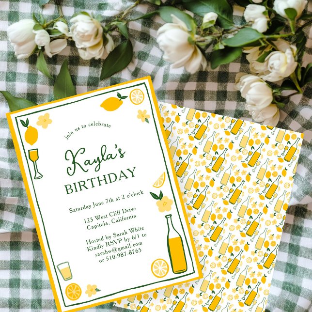 Limoncello Lemonade Lemons CUSTOM BIRTHDAY PARTY  Invitation (Limoncello Lemonade Lemons CUSTOM BIRTHDAY PARTY Invitation
)