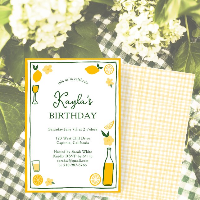 Limoncello Lemonade Lemons CUSTOM BIRTHDAY PARTY  Invitation (Limoncello Lemonade Lemons CUSTOM BIRTHDAY PARTY Invitation
)