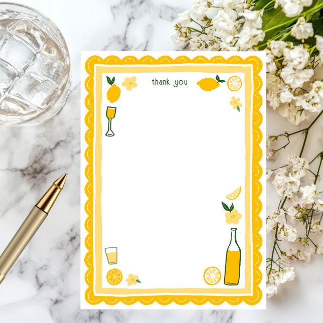 Limoncello Lemonade Lemons CUSTOM Bridal Shower  Thank You Card (Limoncello Lemonade Lemons CUSTOM Bridal Shower Thank You Card
)