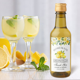 Limoncello Lemons Floral Mini Bottle Labels