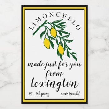 Limoncello Lemons On Branch Bottle Label | by hungaricanprincess at Zazzle