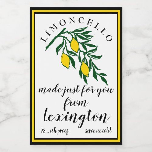 Limoncello Lemons On Branch Bottle Label 