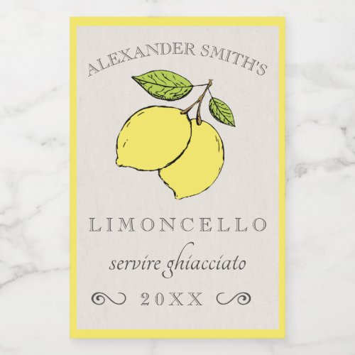 Limoncello Lemons Small Liqueur Label 