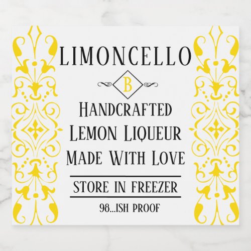 Limoncello Liqueur Fancy Wedding Guest Favor Liquor Bottle Label