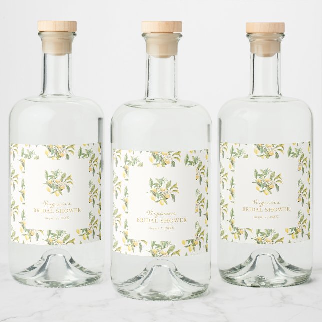 Limoncello Liquor Bottle Label (Limoncello Floral Liquor Bottle Label by Painted Paperie)
