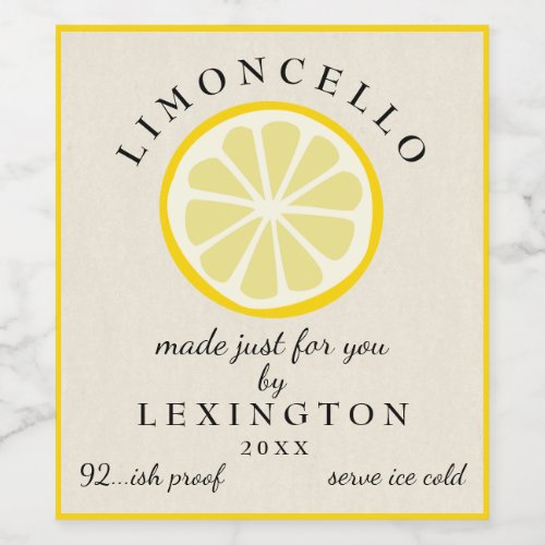 Limoncello Made Just For You Bottle Label 